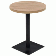 VidaXL Table de bistro MDF et acier Rond 60 x 75 cm Couleur de chêne  Modèle Zenith Cuisine - Bois manufacturé 245612