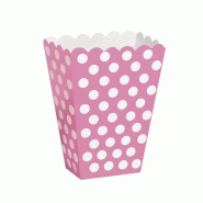 8x Boîte à popcorn rose à pois blancs - 59295