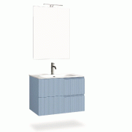 AQA Design Composition de salle de bain en MDF 4 pièces VENERE tiffany blue L.81 P.46,5 H.190 MPVE08-TIF - bleu Bois manufacturé MPVE08-TIF