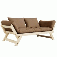 BANQUETTE MÉRIDIENNE FUTON BEBOP PIN NATUREL COLORIS MOCCA COUCHAGE 75*200 CM.