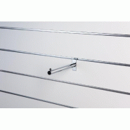 Bras droit chromé - L25cm rond dia.20mm pour panneaux rainurés - supporte 12kg