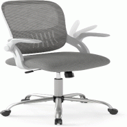 COSTWAY Chaise bureau ergonomique, accoudoirs pliants et bascule, mesh respirant, hauteur réglable - gris métal ON32108SD