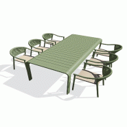 DCB GARDEN Ensemble repas de jardin 6 places en aluminium de coloris olive (220X100 cm) - HANOI - 3700286491482