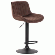 Décoshop26 - Tabouret de bar chaise haute x1 en velours marron coutures verticales support en métal noir 10_0005110 - marron 3000252466040 Décoshop26 - Tabouret de bar chaise haute x1 en velours marron coutures verticales support en métal noir 10_0005110 - marron 3000252466040