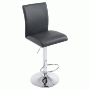 Décoshop26 - Tabouret de bar x1 avec dossier hauteur réglable en PVC noir cadre en métal chromé 10_0005798 - noir métal 3000265224903
