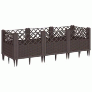 Helloshop26 - Jardinière bac lit surélevé plantes fleurs terrasse jardin avec piquets 123,5 x 43,5 x 43,5 cm PP marron 02_0038183 - 3000214132150 Helloshop26 - Jardinière bac lit surélevé plantes fleurs terrasse jardin avec piquets 123,5 x 43,5 x 43,5 cm PP marron 02_0038183 - 3000214132150