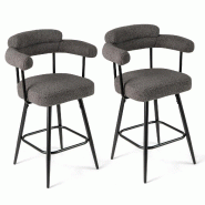 Helloshop26 - Lot de 2 tabourets de bar pivotants 63 x 54 x 100 cm confort supérieur ergonomique design moderne en velours teddy 20_0012546 - 3000227