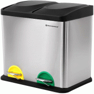 HELLOSHOP26 poubelle de tri 2 x 15 litres gris métallisé argent et noir 12_0000925 - multicolore multi-matériau 3000108358987