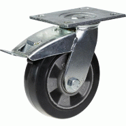 Roulette pivotante/frein de 152 mm en caoutchouc élastique noir sur roue centrale en aluminium Roulette pivotante/frein de 152 mm en caoutchouc élastique noir sur roue centrale en aluminium