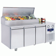 Table de préparation réfrigérée avec 3 portes GN 1/1, 7x GN 1/3 h 150 mm, -2°/+8°C 1865x700x1090 mm - VIRTUS - 0615402852876