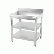 Table de travail en inox 800 x 700 mm adossée avec 2 étagères PREMIUM / GOLDINOX - inox 3701770801121 Table de travail en inox 800 x 700 mm adossée avec 2 étagères PREMIUM / GOLDINOX - inox 3701770801121