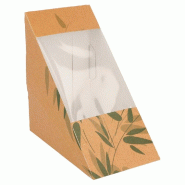 Boîte 2 sandwiches triangulaire à fenêtre Feel Green 12,4x12,4x7,3cm - par 100