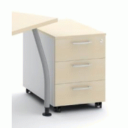 Caisson à roulettes 3 tiroirs en mélaminé - MDD - Chêne Canadien, Gris aluminium_0