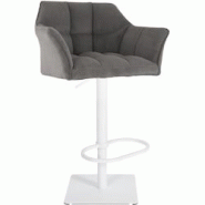 CLP Tabouret de bar Damaso Cord Taupe/Blanc - gris textile 326324 CLP Tabouret de bar Damaso Cord Taupe/Blanc - gris textile 326324