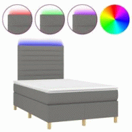 Décoshop26 - Cadre de lit LED avec sommier, tête de lit réglable et matelas 120x200 cm en tissu gris foncé - TDL0208409 Décoshop26 - Cadre de lit LED avec sommier, tête de lit réglable et matelas 120x200 cm en tissu gris foncé - TDL0208409
