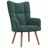 Décoshop26 - Fauteuil lounge chaise de canapé design moderne en velours vert foncé DEC026786 - 3000256007102