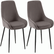 Décoshop26 - Lot de 2 chaises de salle à manger élégance confort design moderne en velours anthracite structure métallique noir 10_0007614 - noir