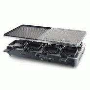 Gril en pierre Emerio Gourmet – Raclette 8 personnes – 1400 W – Thermostat réglable – 8 poêlons et spatules bois – RG-110035 - noir plasti Gril en pierre Emerio Gourmet – Raclette 8 personnes – 1400 W – Thermostat réglable – 8 poêlons et spatules bois – RG-110035 - noir plasti