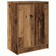 Helloshop26 - Armoire à chaussures vintage avec 2 portes 57 x 34 x 76 cm rangement espace optimisé en bois d'ingénierie vieux bois 02_0051776 - Boi