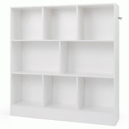 Helloshop26 - Bibliothèque à 3 niveaux 100 x 24 x 104 cm avec 8 espaces de rangement pratique design moderne en bois blanc 20_0010736 - blanc Bois m