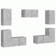 Helloshop26 - Ensemble de meubles armoire buffet TV télévision salon chambre séjour 7 pièces bois d'ingénierie gris 02_0025158 - gris Bois massif