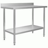 Helloshop26 - Table de travail de cuisine avec dosseret 120 x 60 x 93 cm acier inoxydable 02_0001908 - inox 3000089951535