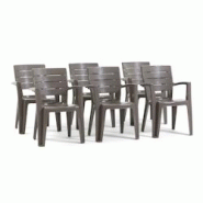 RATTATAN Set de 6 chaises monobloc en polypropylène avec fibre de verre, effet bois, empilables pour extérieur et jardin, bar et restaurant - Anita RATTATAN Set de 6 chaises monobloc en polypropylène avec fibre de verre, effet bois, empilables pour extérieur et jardin, bar et restaurant - Anita