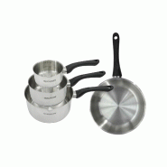 Set poêle 24 cm et 3 casseroles 12 16 et 20 cm en inox Fackelmann Geneva - gris inox 3176239944358