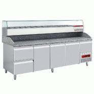 Table pizza réfrigérée tropicalisé 3 portes et 2 tiroirs 600x400 2 ... - PTP361/P9_SY249G/PP9