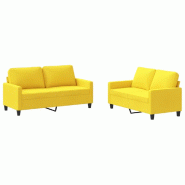 VidaXL Ensemble de canapés 2 pcs avec coussins Jaune clair Tissu Modèle Parfait Royale - 3201449