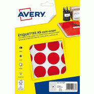 AVERY Lot de 5 Etui de 240 pastilles adhésives, diamètre 30 mm, coloris rouge (10 feuilles / cdt) - rouge 5014702026676