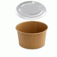 Bol salade NOVABOWL Kraft 750 ml avec couvercle RPET - Grande salade & vente à emporter - Pack été 2 cartons - Lot de 600 - beige multi-matériau B