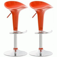 CLP Lot de 2 Tabourets de Bar Saddle Orange - orange plastique 311281 CLP Lot de 2 Tabourets de Bar Saddle Orange - orange plastique 311281