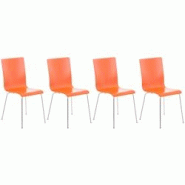CLP Lot de 4 chaises visiteur Pepe en bois Orange - orange Bois manufacturé 152678209