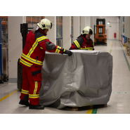 Couverture anti-feu pour palette de stockage batteries Lithium - 1,25 x 0,85 x 1,16 m - Haute résistance - 1000 °C en continu - PIC à 1750 °C