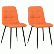 Décoshop26 - Lot de 2 chaises de salle à manger en tissu orange pieds métal noir mat style moderne CDS101110 - noir 3000491569601 Décoshop26 - Lot de 2 chaises de salle à manger en tissu orange pieds métal noir mat style moderne CDS101110 - noir 3000491569601