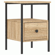 Décoshop26 - Table de chevet avec tiroir et étagère 34 x 36 x 50 cm bois d'ingénierie couleur chêne DEC033806 - 3000259733800