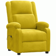 Fauteuil inclinable électrique jaune velours Modèle Iviane - 8720286936429_0