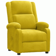 Fauteuil inclinable jaune velours Modèle Gervanel - 342406