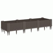 Helloshop26 - Jardinière bac lit surélevé plantes fleurs terrasse jardin avec piquets 125 x 40 x 28,5 cm PP marron 02_0038187 - 3000214132228 Helloshop26 - Jardinière bac lit surélevé plantes fleurs terrasse jardin avec piquets 125 x 40 x 28,5 cm PP marron 02_0038187 - 3000214132228