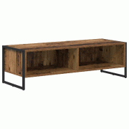 Helloshop26 - Meuble TV rectangulaire design industriel salon esthétique moderne 100 x 36,5 x 30,5 cm en bois ancien 02_0054557 - Bois massif 3000238