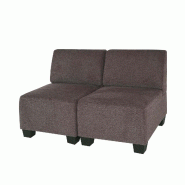 Mendler Canapé modulable 2 places Lyon, tissu/textile ~ marron, sans accoudoirs - marron textile 2x75615