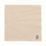 Papstar 500 serviettes, 1 pli 1/4 pli 33 cm x 33 cm nature en papier recyclé - beige 37128_0