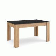 SKRAUT HOME Table à manger, 140x90x76 cm, Pour 6 personnes, Meubles de Salon, Noir et chêne - noir Bois manufacturé 486_2