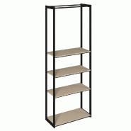 Structure Cage noir 90x40x240cm 4 tablettes taupe
