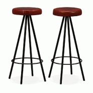 VidaXL Tabourets De Bar Lot De 2 Cuir Véritable - 245443