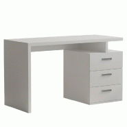 BUREAU RUBY 3 TIROIRS BLANC MAT 120 X 60 CM