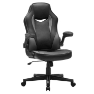 Chaise de bureau fauteuil gamer siÈge ergonomique pivotant avec accoudoirs rabattables hauteur rÉglable et inclinaison libre charge 150 kg noir et gris 12_0001365