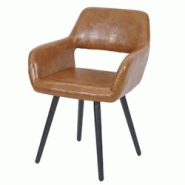 Décoshop26 - Chaise de salle à manger bureau visiteur sans roulette design rétro en synthétique marron pied en bois foncé 04_0002145 - marron 300 Décoshop26 - Chaise de salle à manger bureau visiteur sans roulette design rétro en synthétique marron pied en bois foncé 04_0002145 - marron 300