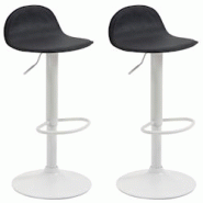 Décoshop26 - Lot de 2 tabourets de bar avec repose-pieds en PVC noir pied trompète en métal blanc 10_0004262 - blanc 3000252011790 Décoshop26 - Lot de 2 tabourets de bar avec repose-pieds en PVC noir pied trompète en métal blanc 10_0004262 - blanc 3000252011790